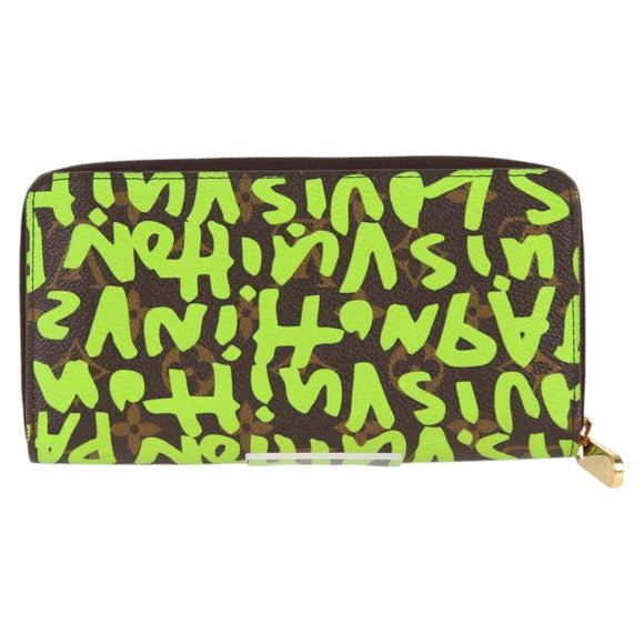 LOUIS VUITTON Monogram Graffiti Zippy Wallet Green M93712 LV Auth BD2242V