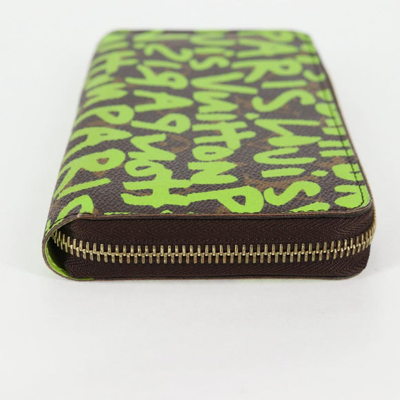 LOUIS VUITTON Monogram Graffiti Zippy Wallet Green M93712 LV Auth BD2242V