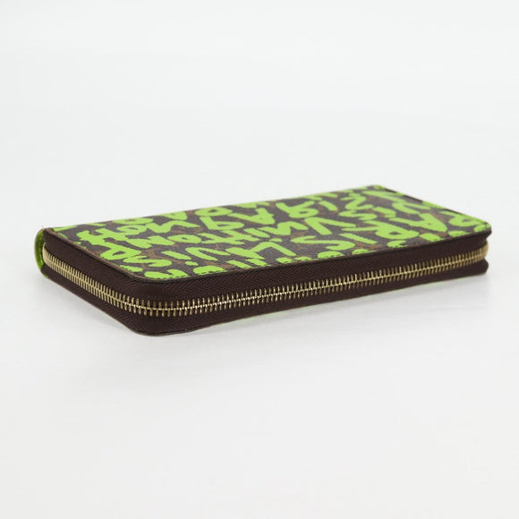 LOUIS VUITTON Monogram Graffiti Zippy Wallet Green M93712 LV Auth BD2242V