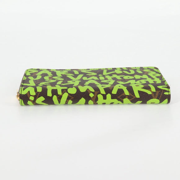 LOUIS VUITTON Monogram Graffiti Zippy Wallet Green M93712 LV Auth BD2242V