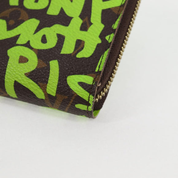 LOUIS VUITTON Monogram Graffiti Zippy Wallet Green M93712 LV Auth BD2242V