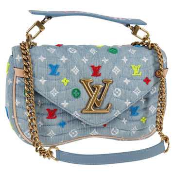 LOUIS VUITTON New Wave Chain Bag MM Hand Bag Light Blue M53692 LV Auth BD2243SM