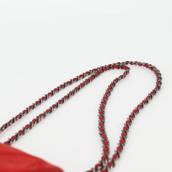 CHANEL Bicolore Chain Shoulder Bag Leather Red CC Auth BD2246V