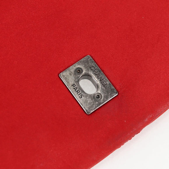 CHANEL Bicolore Chain Shoulder Bag Leather Red CC Auth BD2246V