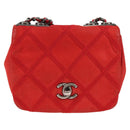 CHANEL Bicolore Chain Shoulder Bag Leather Red CC Auth BD2246V-2