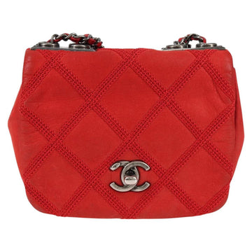 CHANEL Bicolore Chain Shoulder Bag Leather Red CC Auth BD2246V - 0