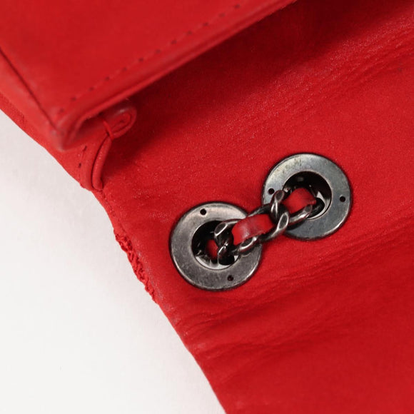 CHANEL Bicolore Chain Shoulder Bag Leather Red CC Auth BD2246V