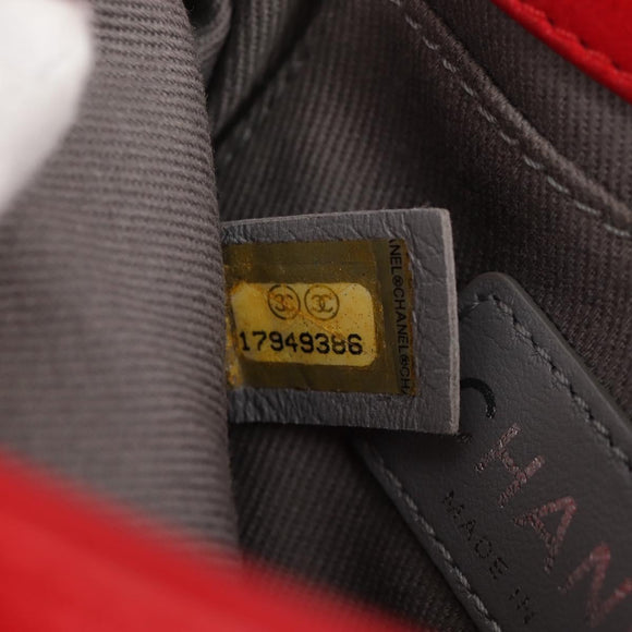 CHANEL Bicolore Chain Shoulder Bag Leather Red CC Auth BD2246V