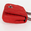 CHANEL Bicolore Chain Shoulder Bag Leather Red CC Auth BD2246V-6