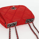CHANEL Bicolore Chain Shoulder Bag Leather Red CC Auth BD2246V-7