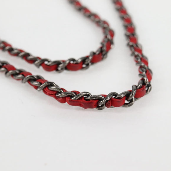 CHANEL Bicolore Chain Shoulder Bag Leather Red CC Auth BD2246V