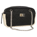 CHANEL Matelasse Chain Shoulder Bag Nylon Black Silver CC Auth BD2249-1