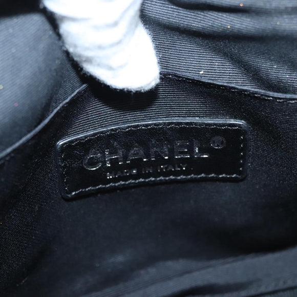 CHANEL Matelasse Chain Shoulder Bag Nylon Black Silver CC Auth BD2249