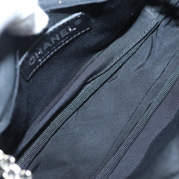 CHANEL Matelasse Chain Shoulder Bag Nylon Black Silver CC Auth BD2249