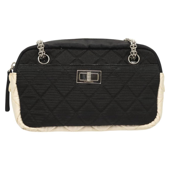 CHANEL Matelasse Chain Shoulder Bag Nylon Black Silver CC Auth BD2249