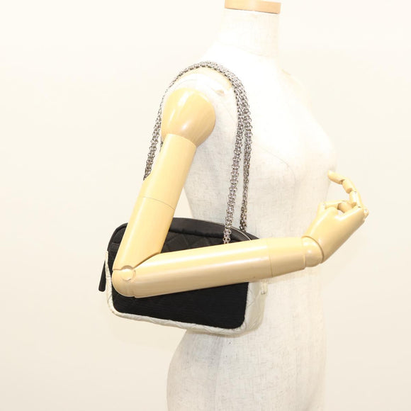 CHANEL Matelasse Chain Shoulder Bag Nylon Black Silver CC Auth BD2249