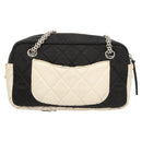 CHANEL Matelasse Chain Shoulder Bag Nylon Black Silver CC Auth BD2249-2