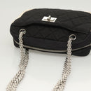CHANEL Matelasse Chain Shoulder Bag Nylon Black Silver CC Auth BD2249-6