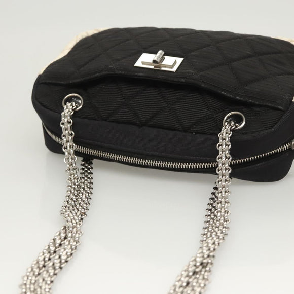 CHANEL Matelasse Chain Shoulder Bag Nylon Black Silver CC Auth BD2249