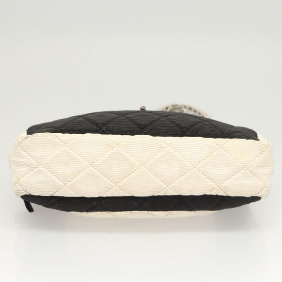 CHANEL Matelasse Chain Shoulder Bag Nylon Black Silver CC Auth BD2249