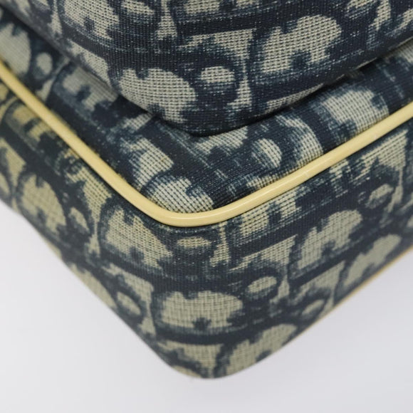 Christian Dior Trotter Canvas Shoulder Bag Navy Gold Auth BD2276