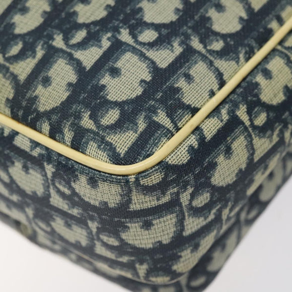 Christian Dior Trotter Canvas Shoulder Bag Navy Gold Auth BD2276