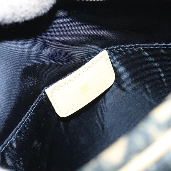 Christian Dior Trotter Canvas Shoulder Bag Navy Gold Auth BD2276