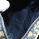 Christian Dior Trotter Canvas Shoulder Bag Navy Gold Auth BD2276-16