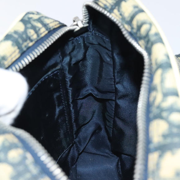 Christian Dior Trotter Canvas Shoulder Bag Navy Gold Auth BD2276