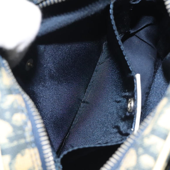 Christian Dior Trotter Canvas Shoulder Bag Navy Gold Auth BD2276