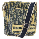 Christian Dior Trotter Canvas Shoulder Bag Navy Gold Auth BD2276-1