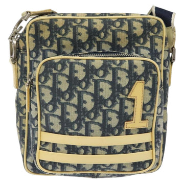 Christian Dior Trotter Canvas Shoulder Bag Navy Gold Auth BD2276 - 0
