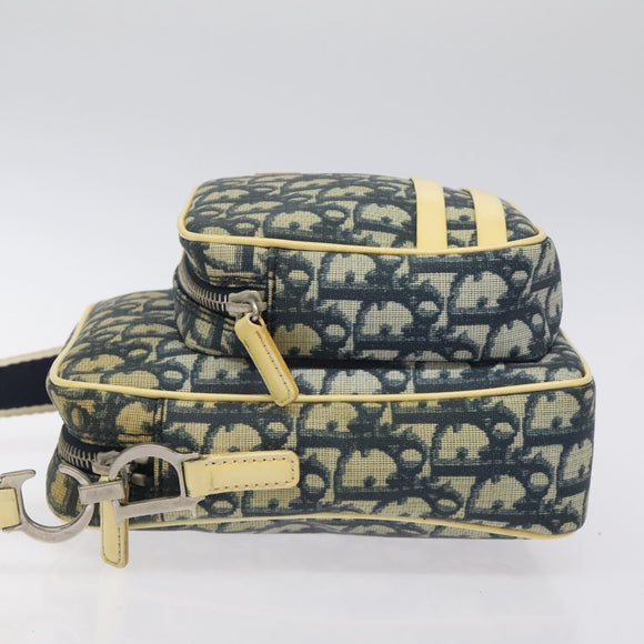 Christian Dior Trotter Canvas Shoulder Bag Navy Gold Auth BD2276