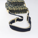 Christian Dior Trotter Canvas Shoulder Bag Navy Gold Auth BD2276-7