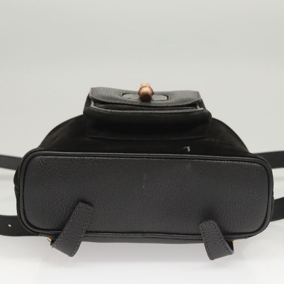 GUCCI Bamboo Backpack Suede Black Gold 003 2058 0030 Auth BD2283