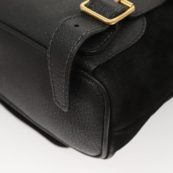 GUCCI Bamboo Backpack Suede Black Gold 003 2058 0030 Auth BD2283