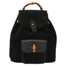 GUCCI Bamboo Backpack Suede Black Gold 003 2058 0030 Auth BD2283-13