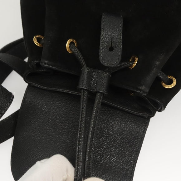 GUCCI Bamboo Backpack Suede Black Gold 003 2058 0030 Auth BD2283