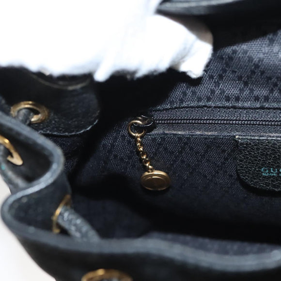GUCCI Bamboo Backpack Suede Black Gold 003 2058 0030 Auth BD2283