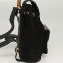 GUCCI Bamboo Backpack Suede Black Gold 003 2058 0030 Auth BD2283-4