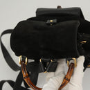 GUCCI Bamboo Backpack Suede Black Gold 003 2058 0030 Auth BD2283-6