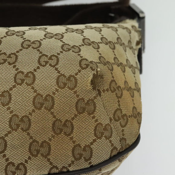 GUCCI GG Canvas Shoulder Bag Beige Silver 181092 Auth BD2285