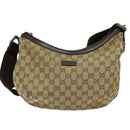 GUCCI GG Canvas Shoulder Bag Beige Silver 181092 Auth BD2285-13