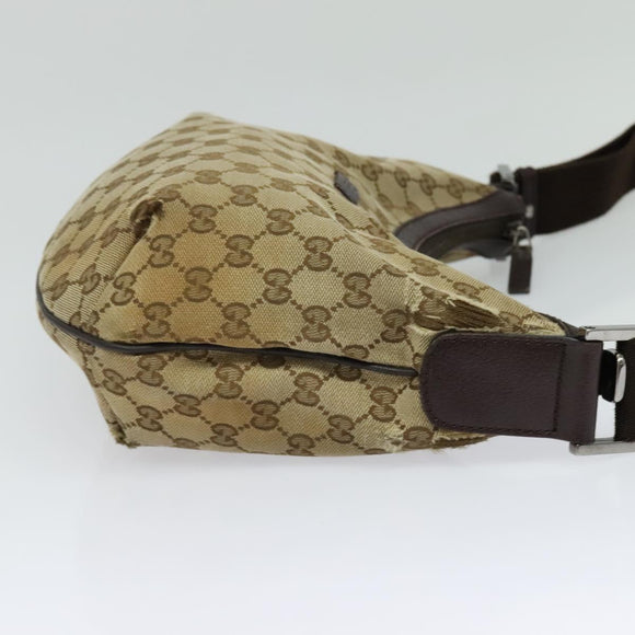 GUCCI GG Canvas Shoulder Bag Beige Silver 181092 Auth BD2285