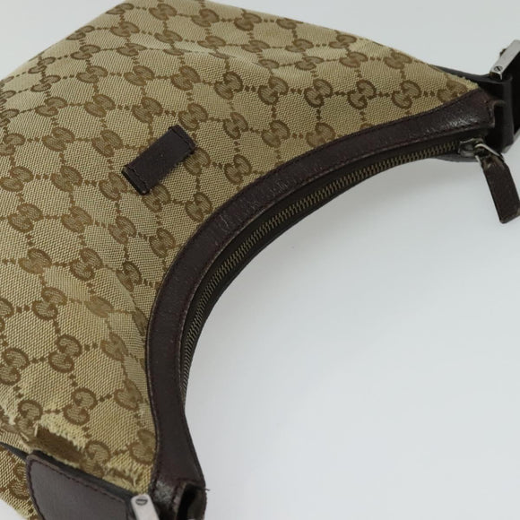 GUCCI GG Canvas Shoulder Bag Beige Silver 181092 Auth BD2285