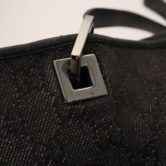 GUCCI GG Canvas Tote Bag Black Silver 001 1098 Auth BD2289