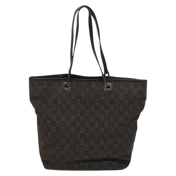 GUCCI GG Canvas Tote Bag Black Silver 001 1098 Auth BD2289