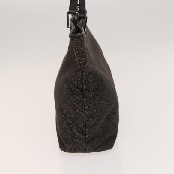 GUCCI GG Canvas Tote Bag Black Silver 001 1098 Auth BD2289