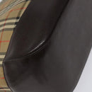 BURBERRY Nova Check Hand Bag Canvas Beige Brown gold Auth BD238-14
