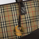 BURBERRY Nova Check Hand Bag Canvas Beige Brown gold Auth BD238-10